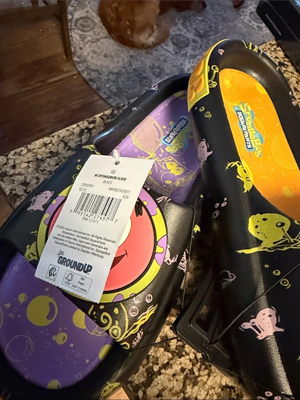 SpongeBob SquarePants Kids Black Clogs with Orange & Purple Insoles